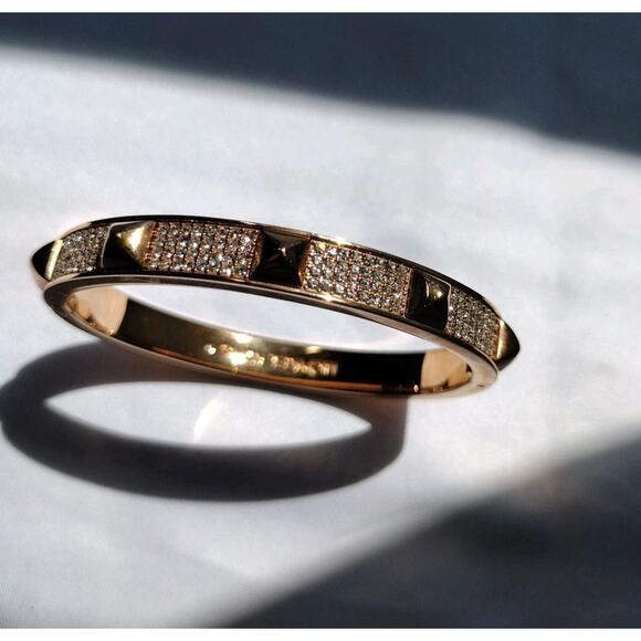 Michael Kors Bangle Pink Gold Stud Crystal Bracelet - Picture 2 of 8